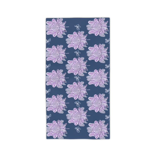 Purple White Floral Butterflies Beach Towel, 24" x 44"