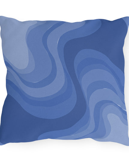 Deep Blue Wavey 16" x 16" Outdoor Pillow