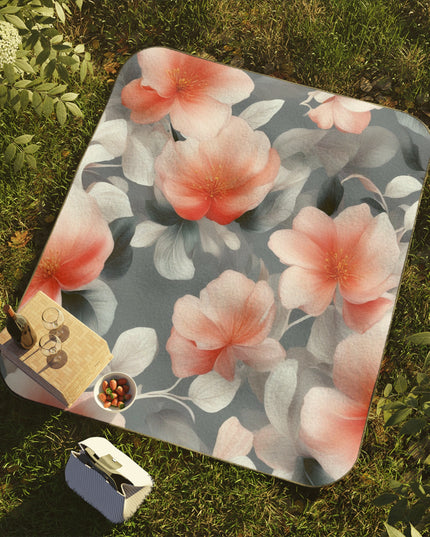 Red Blossom Floral Bunch 61" × 51" Picnic Blanket