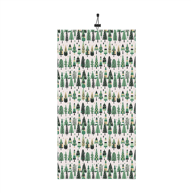 Mini Vintage Green Trees Winter Neck Gaiter With Drawstring