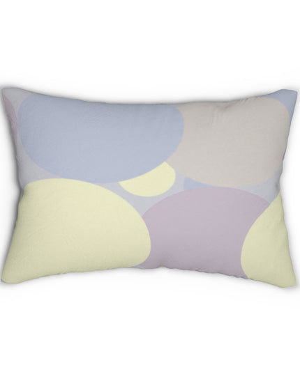 Pastel Soft Blue and Soft White Patches Spun Polyester Lumbar Pillow, 20" x 14"
