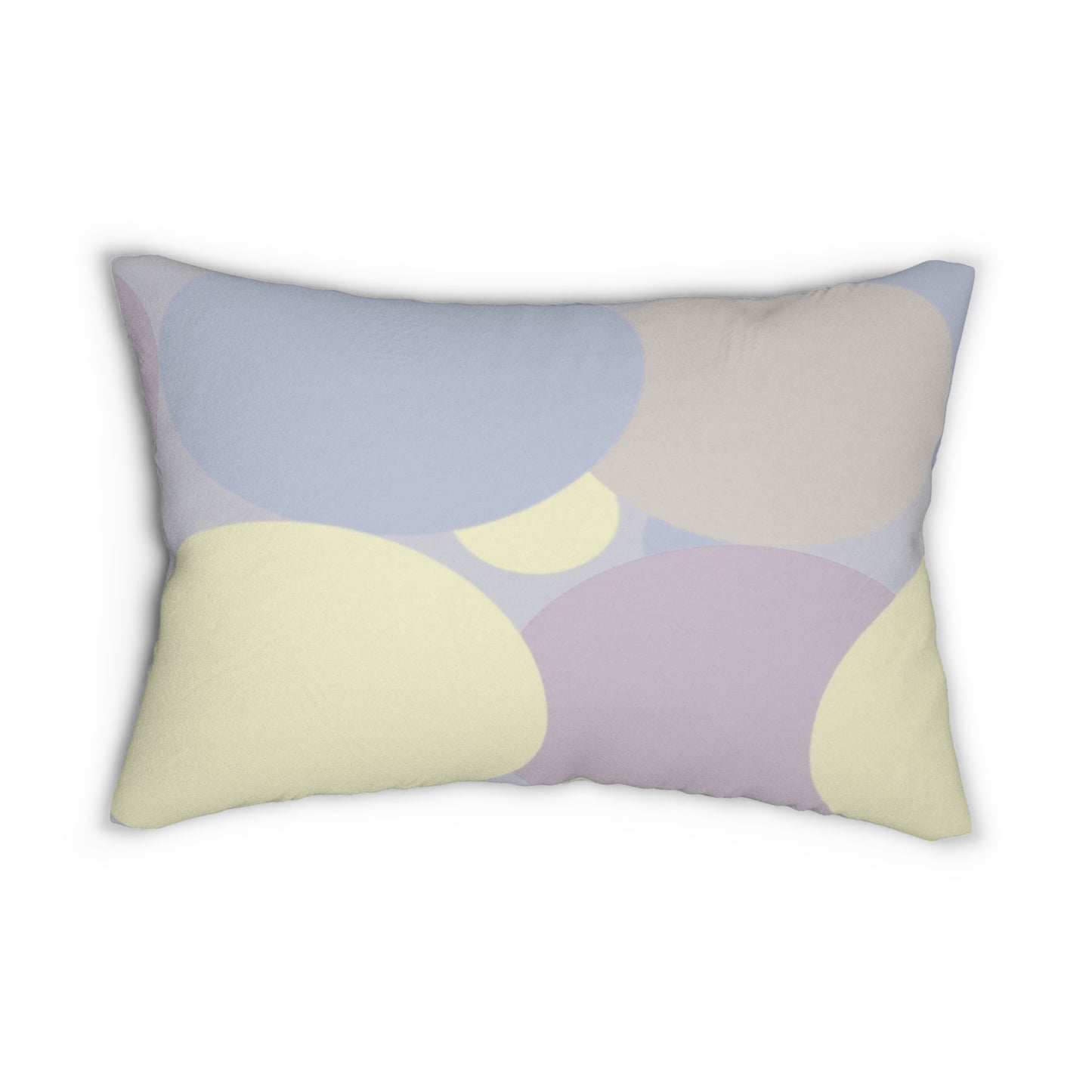 Pastel Soft Blue and Soft White Patches Spun Polyester Lumbar Pillow, 20" x 14"