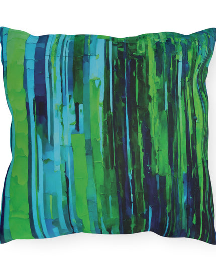 Striped Blue Green Pastel 16" x 16" Outdoor Pillow