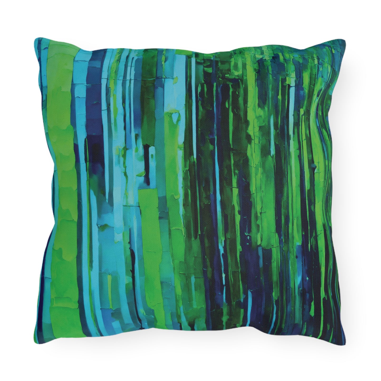 Striped Blue Green Pastel 16" x 16" Outdoor Pillow