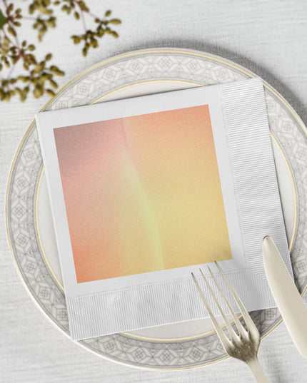 Hot Peach Fade White Coined Napkins, 6.5" x 6.5"