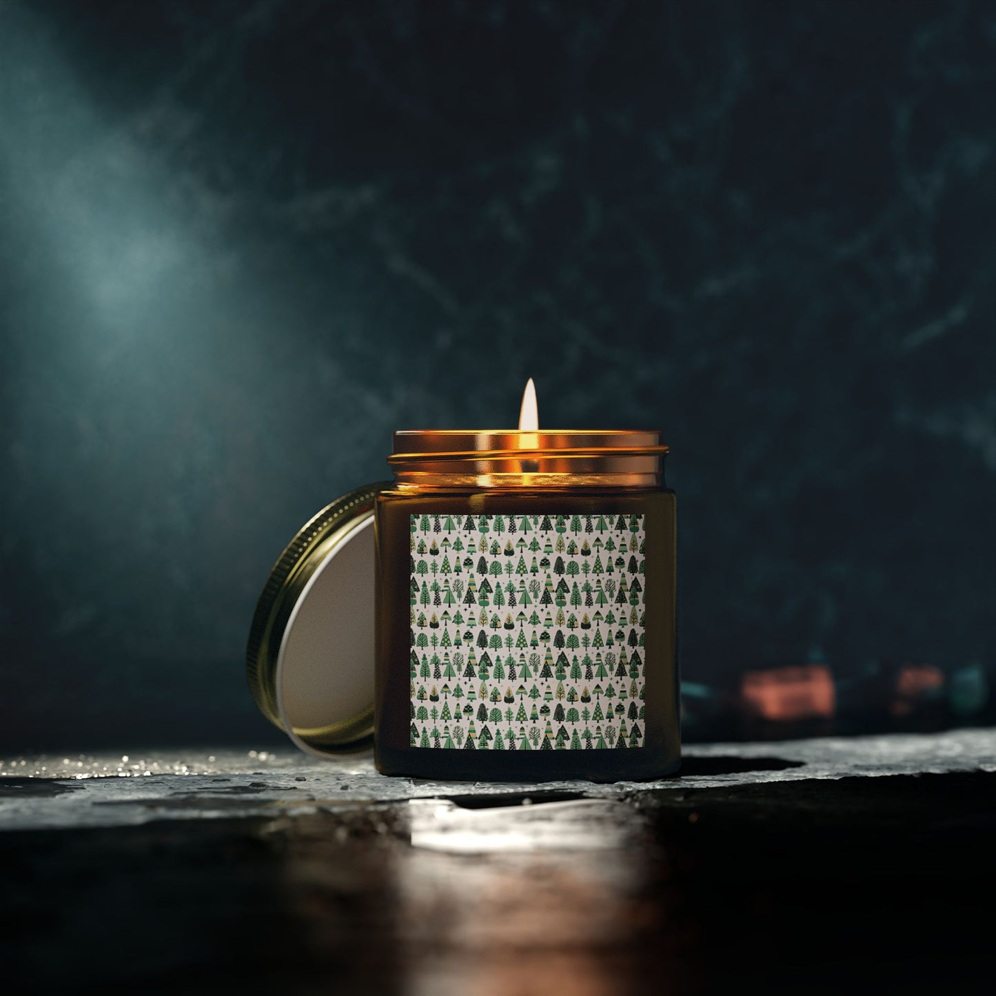 Mini Vintage Green Trees Scented Candles, Coconut Apricot Wax (4oz)