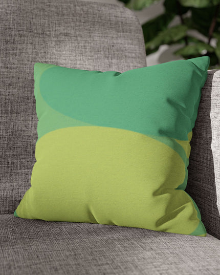 Pastel Green Patches Spun Polyester Square Pillowcase, 14" x 14"