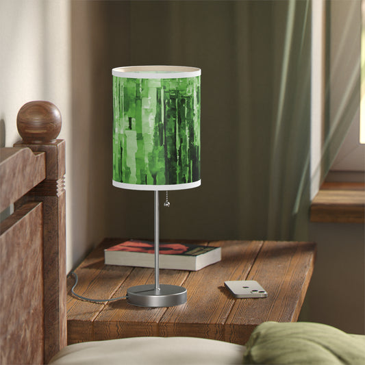 Striped Mint Pastel Table Lamp on a White or Silver Stand, US|CA plug