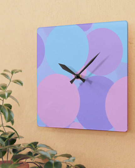 Pastel Purple and Mauve Patches Acrylic Wall Clock, Round or Square, 10.75" x 10.75"