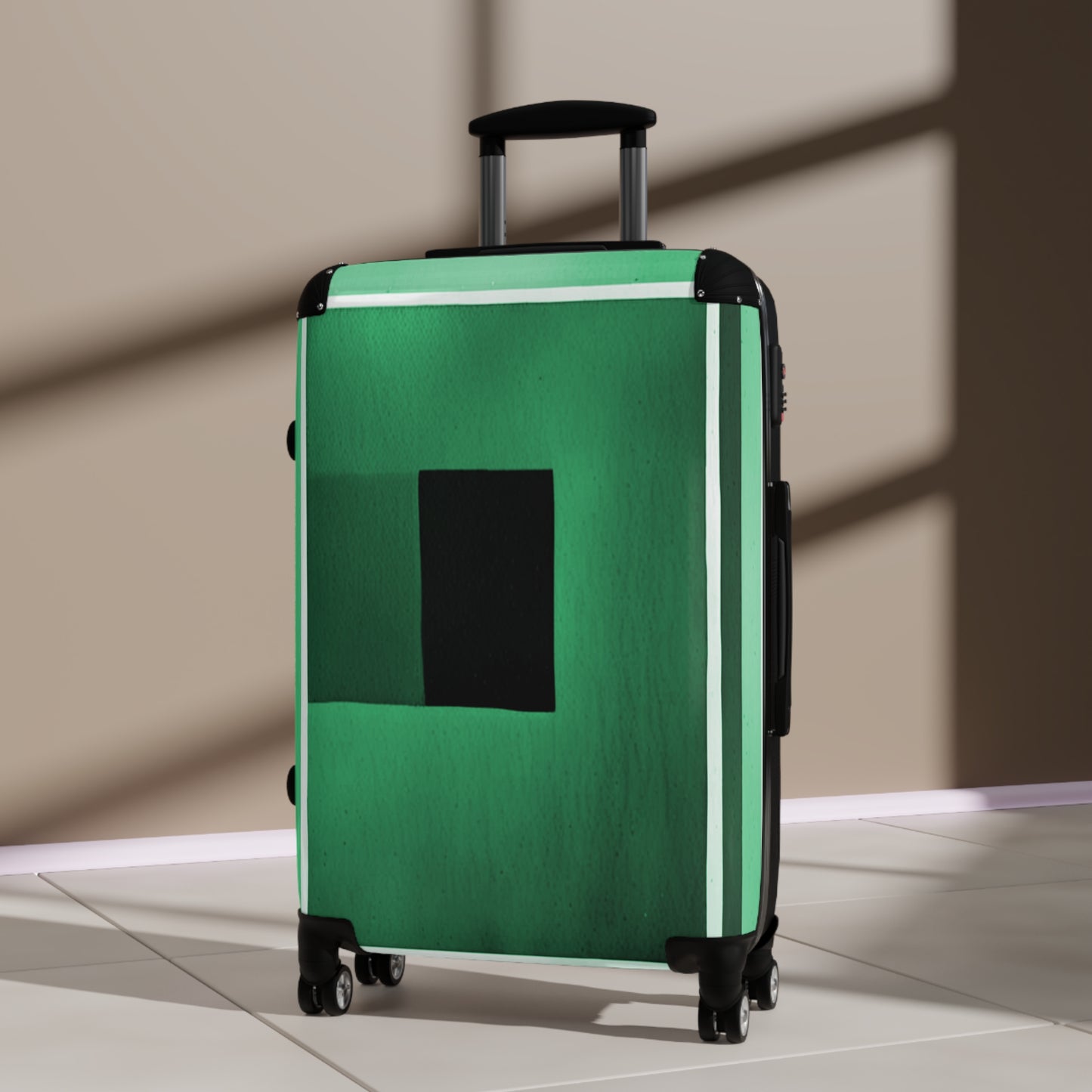 Mint Shadow Medium Suitcase with built in lock, 4 double-wheels, telescopic handle, and ABS back hard-shell
