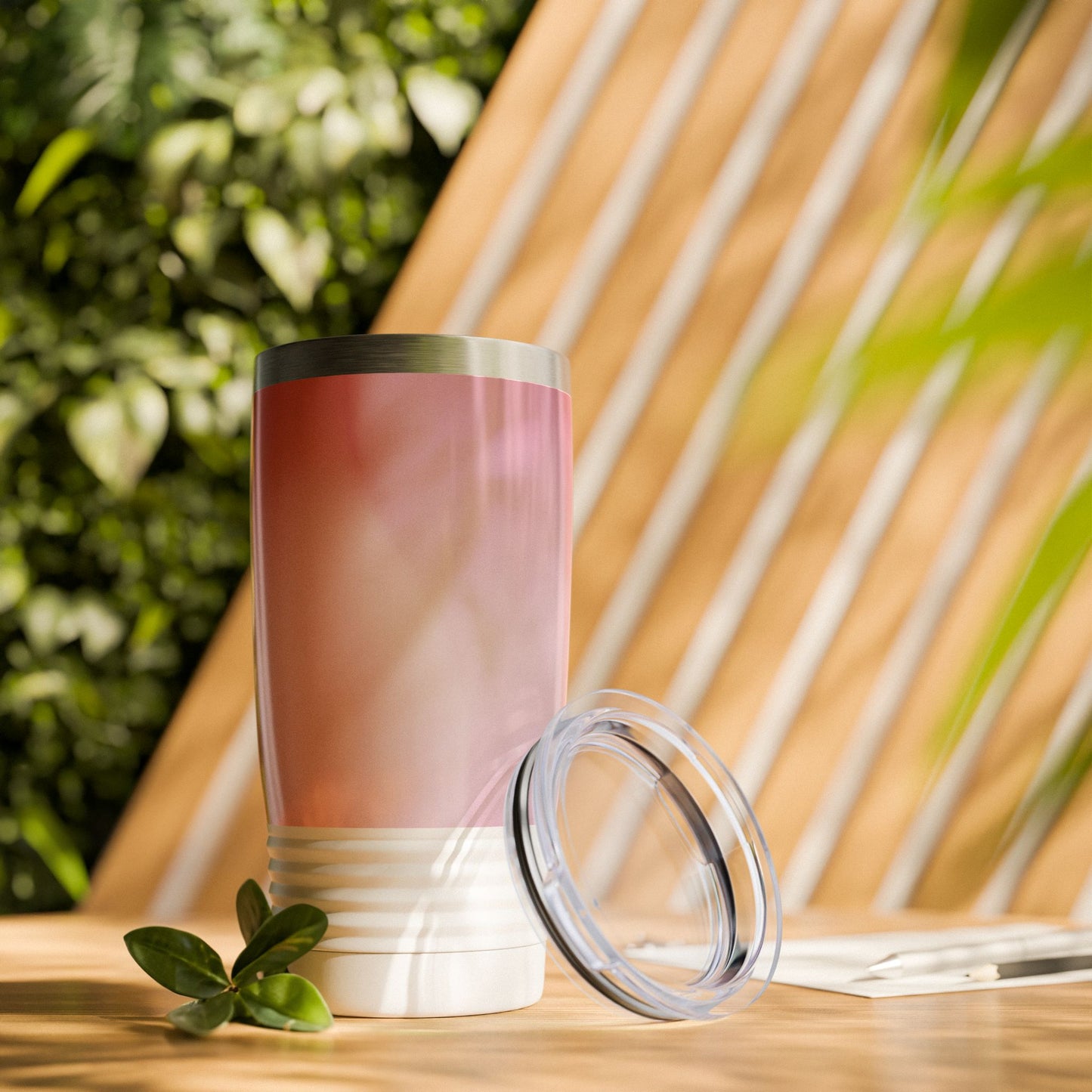 Pink Blush Fade Ringneck Tumbler, 20oz in white, steel and black