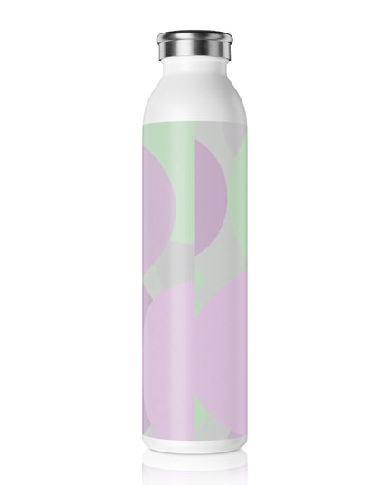 Pastel Lavender Purple and Soft Green Patches Slim Water Bottle, 20 oz White