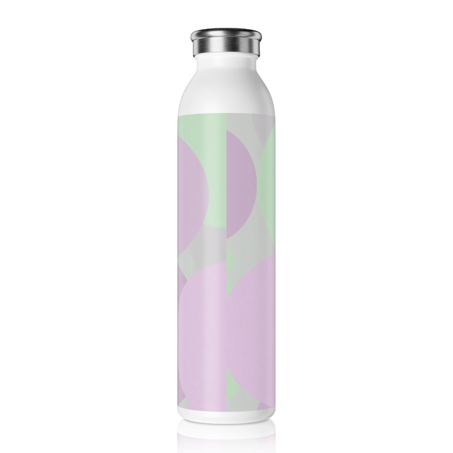Pastel Lavender Purple and Soft Green Patches Slim Water Bottle, 20 oz White