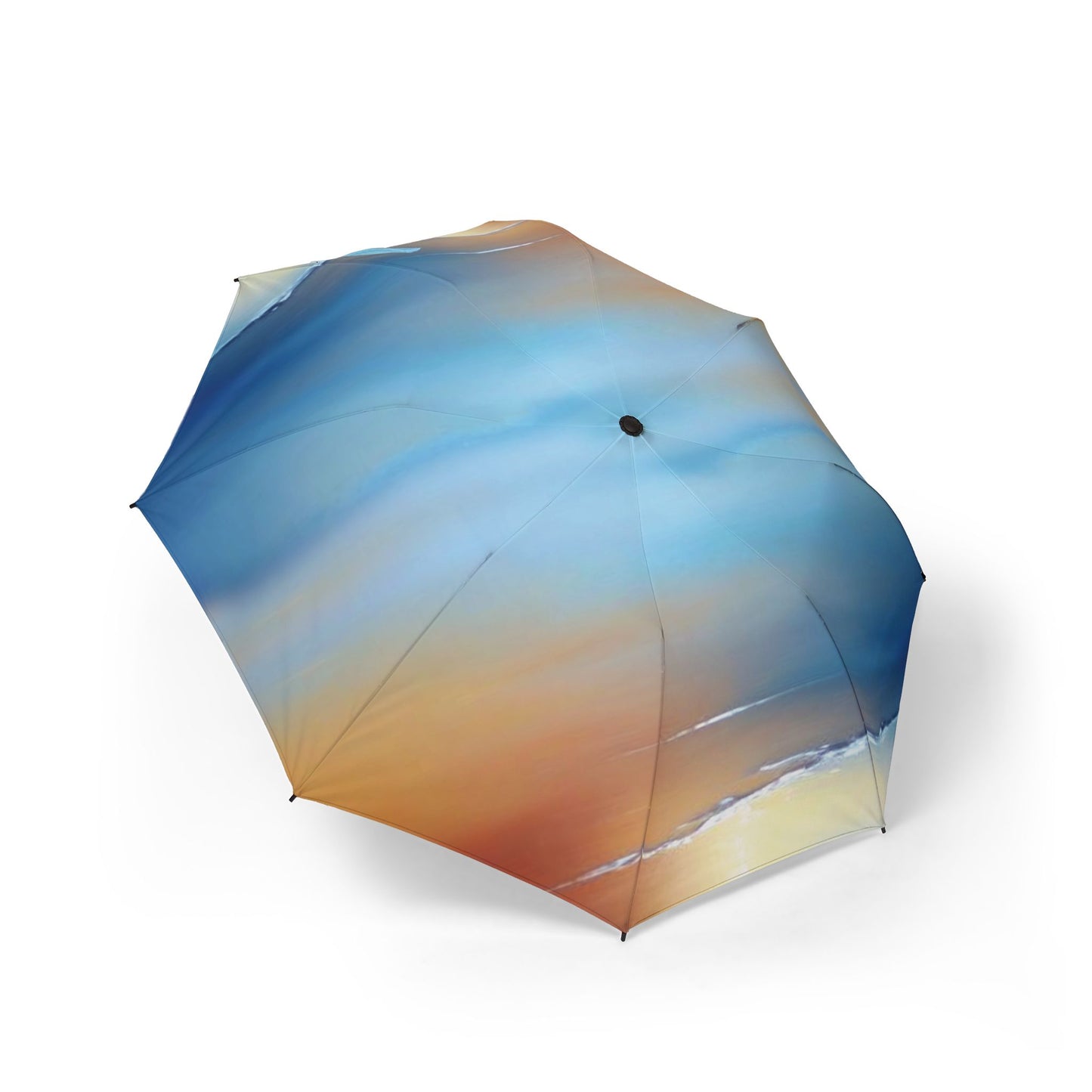 Blue Sea Red Orange Fog Foldable Umbrella - Compact & Chic
