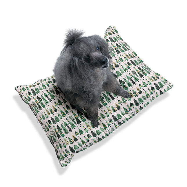 Mini Vintage Green Trees 28" × 18" Pet Bed