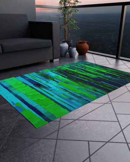 Striped Blue Green 48" x 72" Outdoor Rug