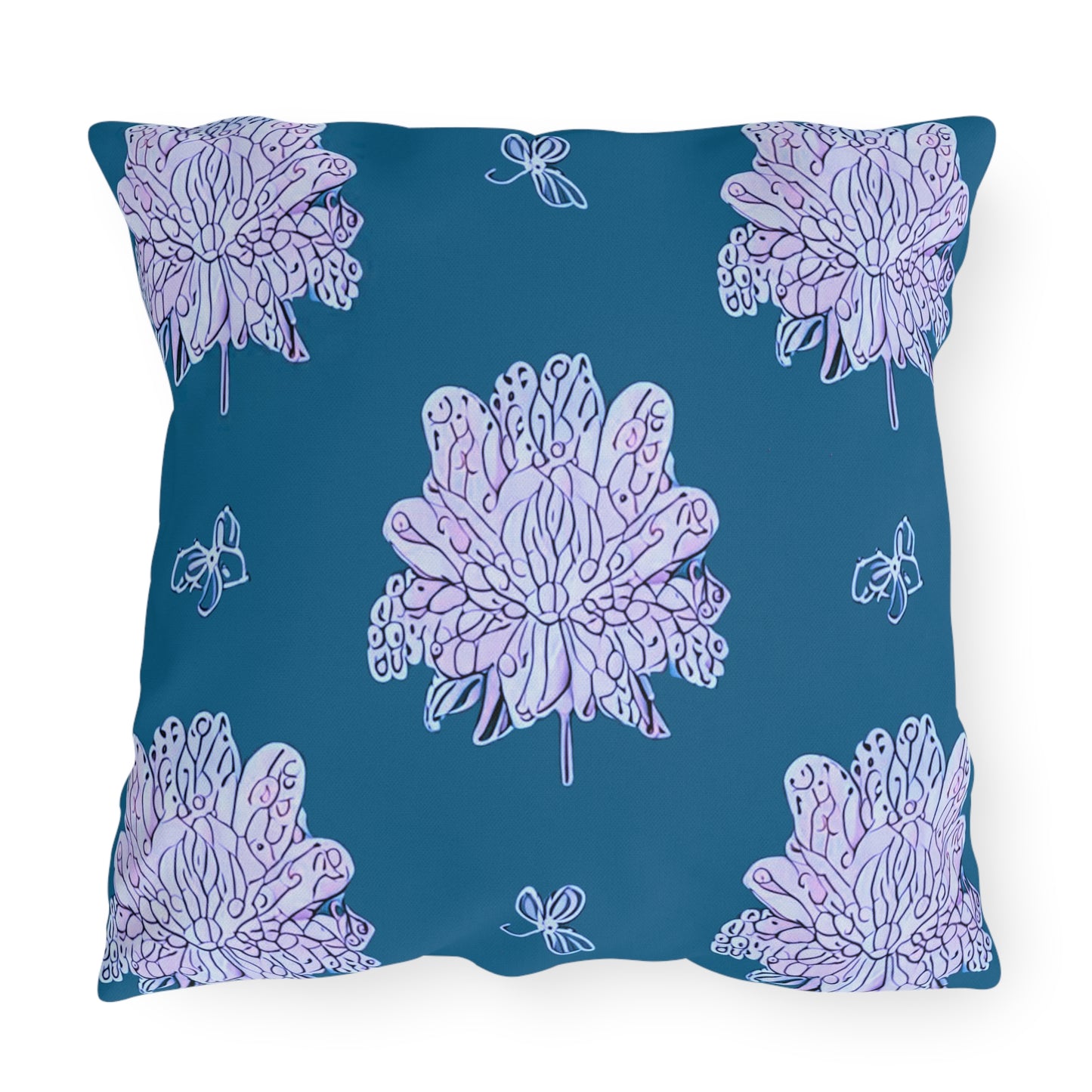 Lavender Floral Butterflies 20" x 20" Outdoor Pillow