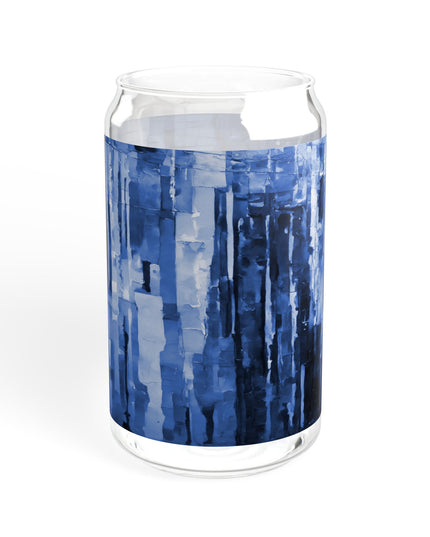 Striped Deep Blue Sipper Glass, 16oz