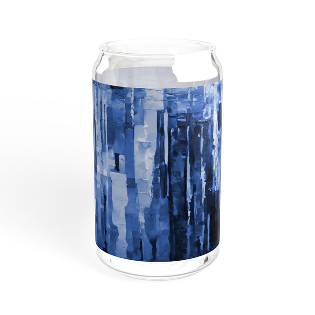 Striped Deep Blue Sipper Glass, 16oz