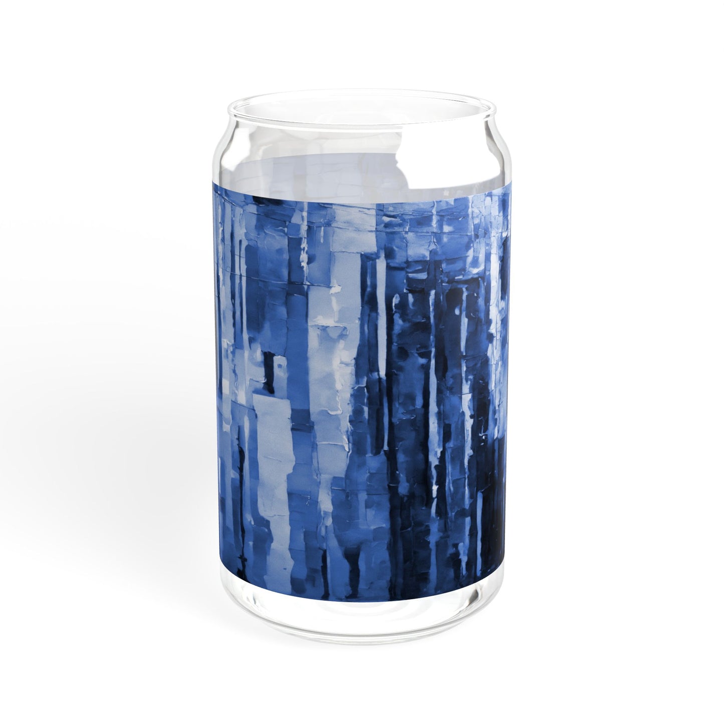 Striped Deep Blue Sipper Glass, 16oz