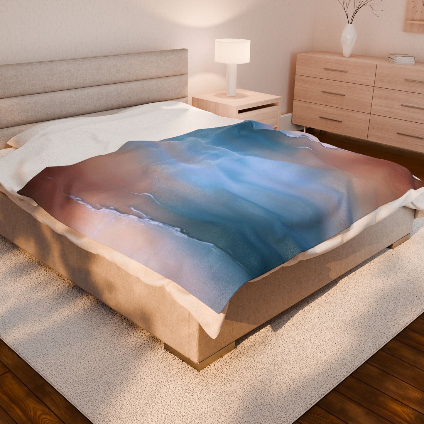 Blue Sea Peach Fog Velveteen Plush Blanket, 60" x 80"