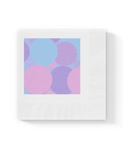 Pastel Purple and Mauve Patches White Coined Napkins, 4.8" x 4.8"