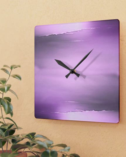 Dark Pink Sea Amethyst Fog Acrylic Wall Clock, Round or Square, 10.75" x 10.75"