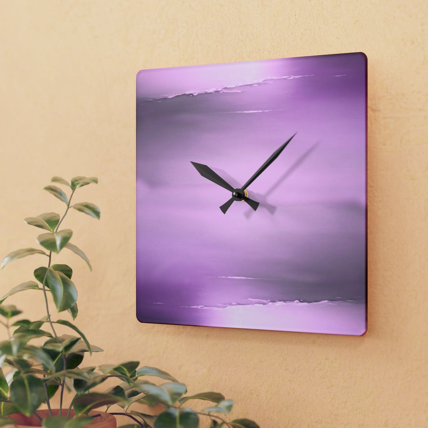 Dark Pink Sea Amethyst Fog Acrylic Wall Clock, Round or Square, 10.75" x 10.75"
