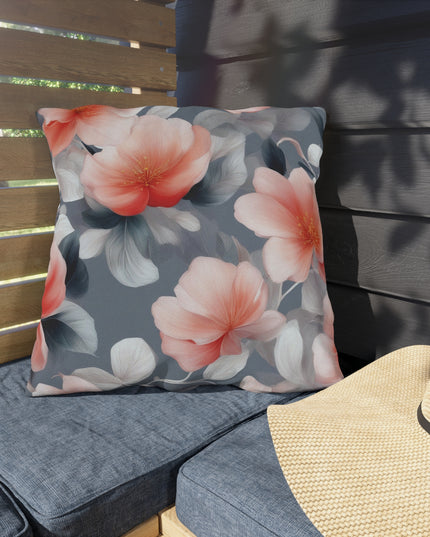 Red Blossom Floral Bunch 20" x 20" Outdoor Pillow