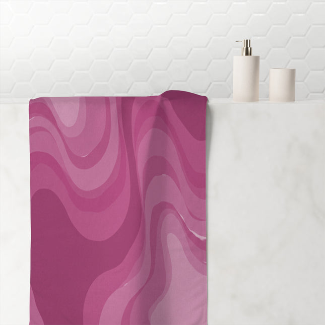 Pinky Mauve Wavey 30" x 60" Mink-Cotton Towel (50% polyester, 50% cotton)