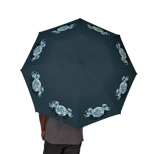 Stylish Tif Green Tri-Diamonds Foldable Umbrella - Compact & Chic