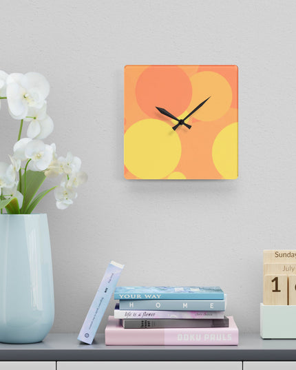 Pastel Bright Oranges Patches Acrylic Wall Clock, Round or Square, 10.75" x 10.75"