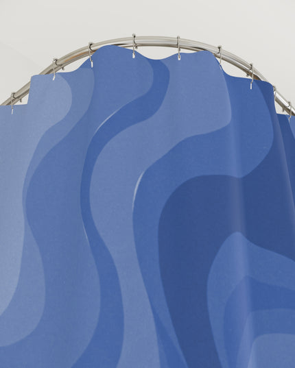 Deep Blue Wavey Shower Curtains, 71" x 74"