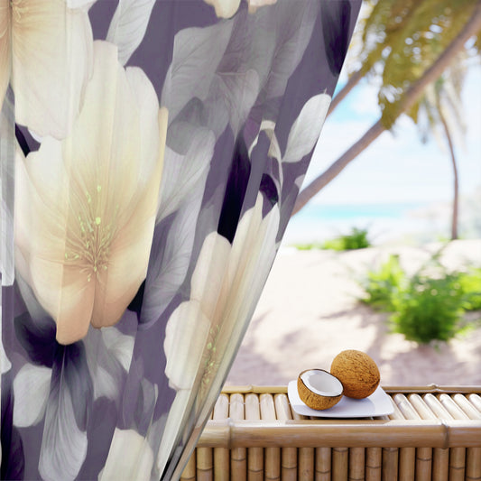 White Blush Floral Bunch Window Curtain, 50" x  84", blackout