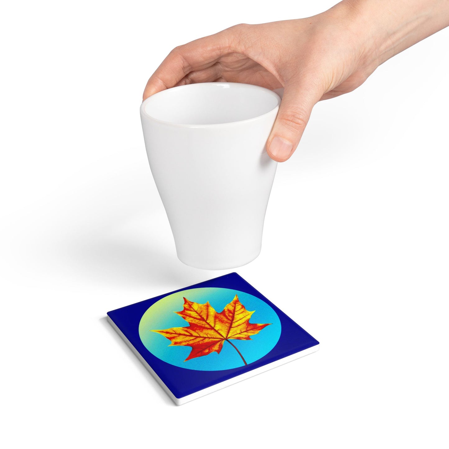 Alpha Maple Leaf 4" x 4" Square Ceramic Coaster