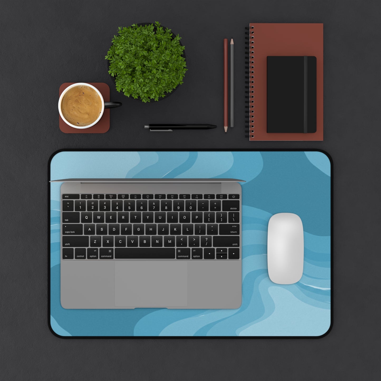 Sky Blue Wavey 12" x 18" Desk Mat