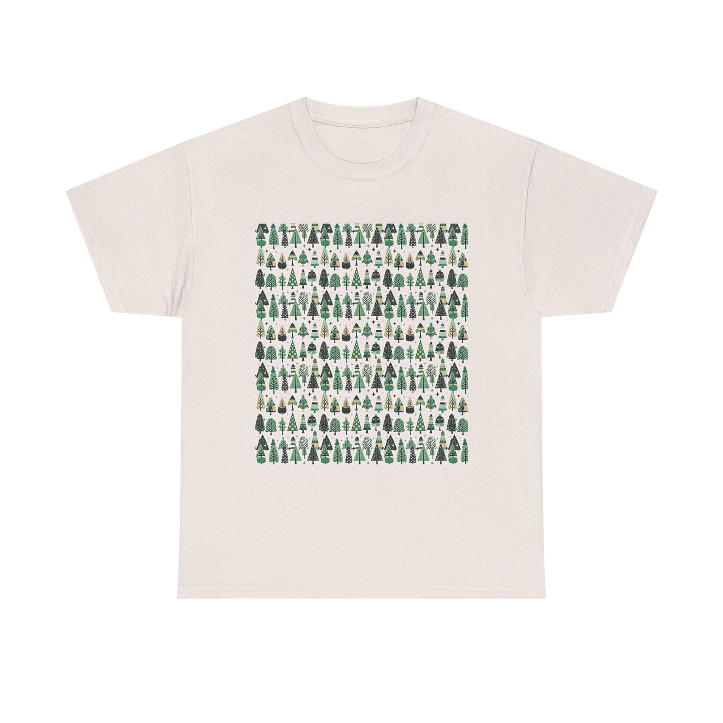 Mini Vintage Green Trees Unisex Heavy Cotton Tee, Medium