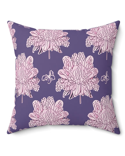 Magenta Floral Butterflies 20" x 20" Faux Suede Square Pillow