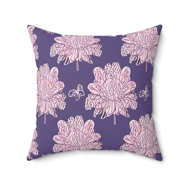 Magenta Floral Butterflies 20" x 20" Faux Suede Square Pillow
