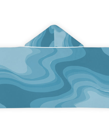 Sky Blue Wavey Youth Hooded Towel, 24" x 48"