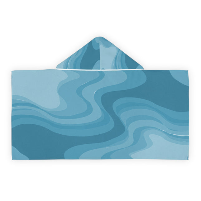 Sky Blue Wavey Youth Hooded Towel, 24" x 48"
