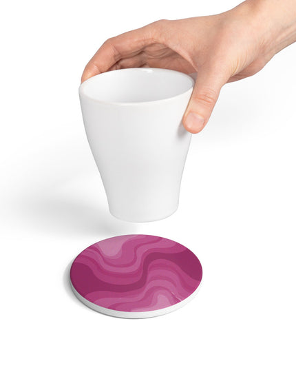 Pinkey Mauve Wavey 4" x 4" Round Ceramic Coaster