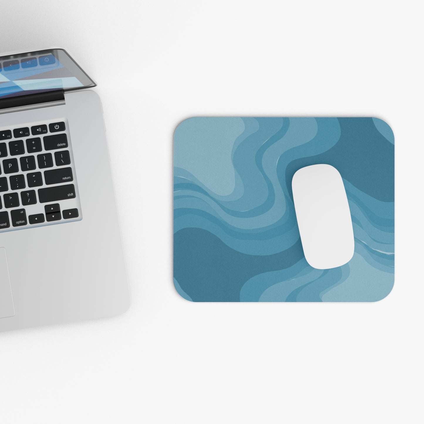 Sky Blue Wavey Mouse Pad, 9" x 8" Rectangle