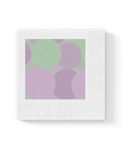 Pastel Lavender Purple and Soft Green Patches White Coined Napkins, 6.5" x 6.5"