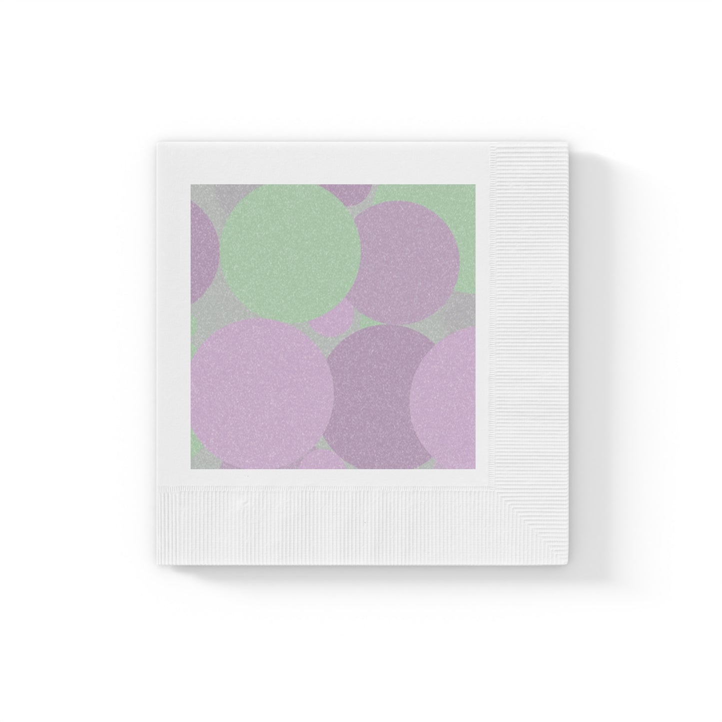 Pastel Lavender Purple and Soft Green Patches White Coined Napkins, 6.5" x 6.5"