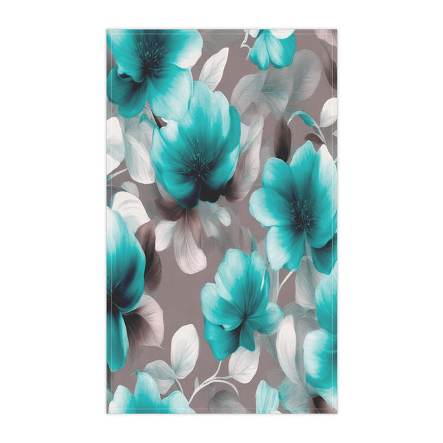 Tif Green Gray Floral Bunch Tea Towels (cotton, poly), 18" x "30