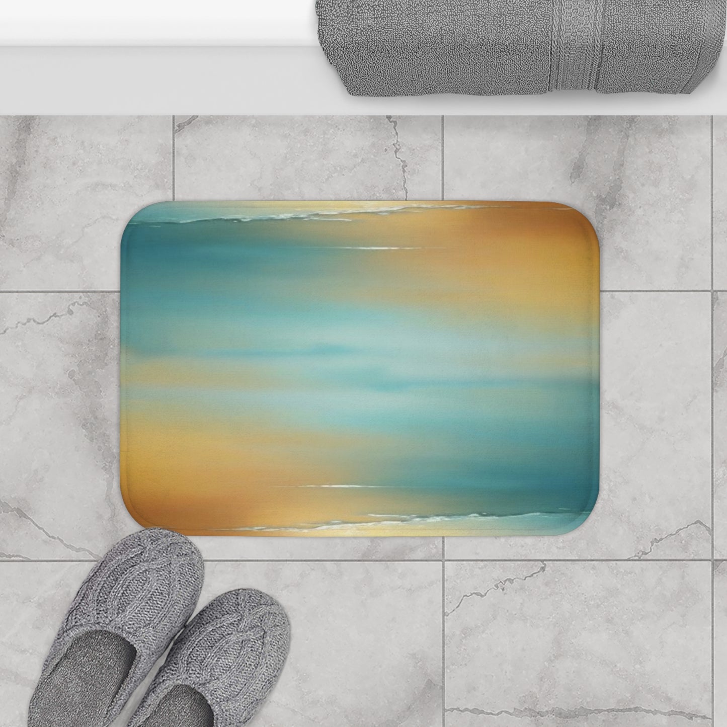 Blue Sea Red Orange Fog 24" x 17" Bath Mat