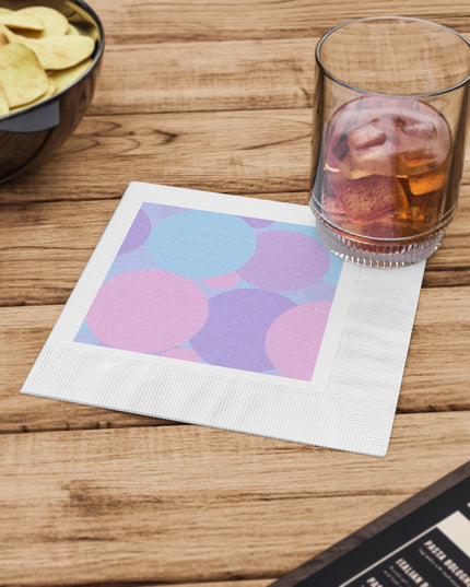 Pastel Purple and Mauve Patches White Coined Napkins, 6.5" x 6.5"