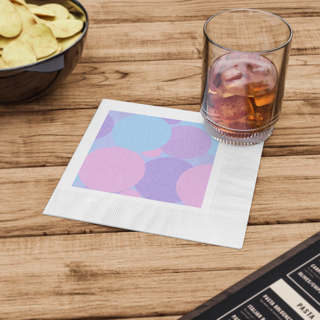 Pastel Purple and Mauve Patches White Coined Napkins, 6.5" x 6.5"
