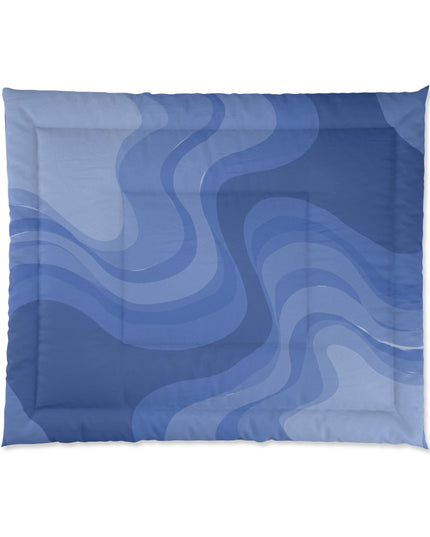 Deep Blue Wavey 104" × 88" Comforter